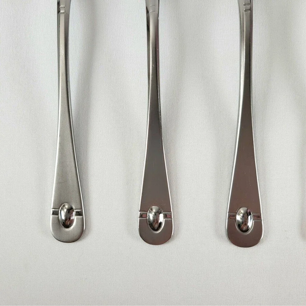 Oneida Satin Jupiter 18/10 Stainless Flatware Set 6 Oval Soup Spoons Retro 90s